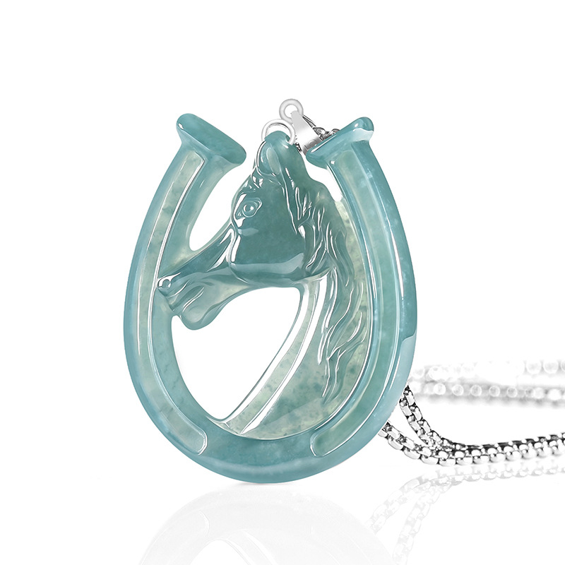 Jewelry & Watches Spółka Z Ograniczoną Odpowiedzialnością Sp Z Oo - Collar con Colgante de Jade Azul